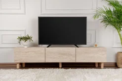 Mobile Porta tv Beige Marmo Antracite 3 Ante 3 Vani 180x31x42h cm, Apertura a Ribalta - Baluffi