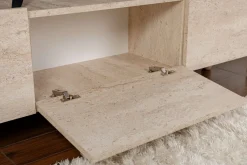 Mobile Porta tv Beige Marmo Antracite 3 Ante 3 Vani 180x31x42h cm, Apertura a Ribalta - Baluffi
