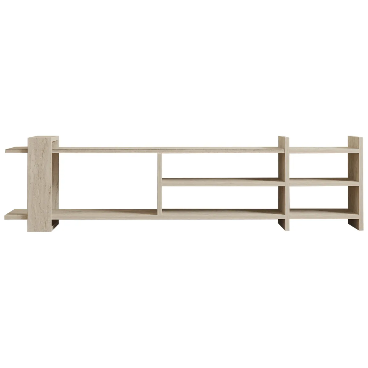 Mobili Porta Tv > Dmora Mobile Porta tv Beige Marmo Beige Marmo 2 Ripiani 5 Vani 156x30x40h cm, Peso Supportato 40 kg - Zubiena Beige Marmo, Beige Marmo