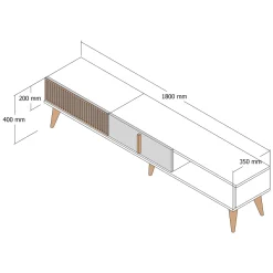 Mobile Porta tv Beige Marmo Marrone Noce 2 Ante Apertura a Ribalta 180x35x40h cm, 3 Vani - Sicoli