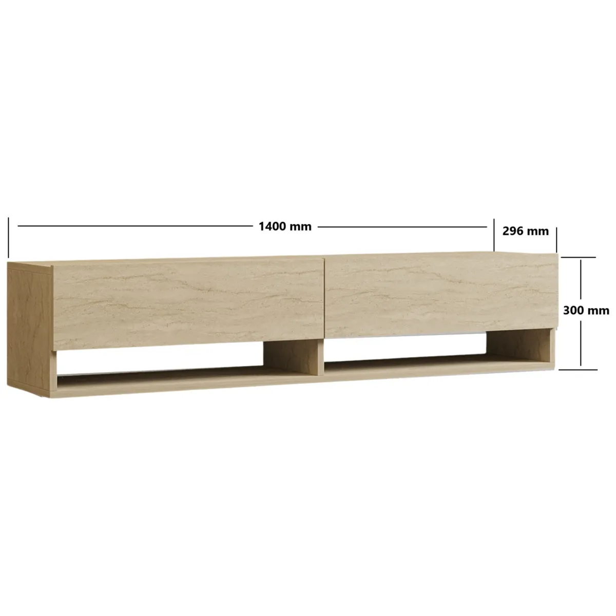 Mobili Porta Tv > Dmora Mobile Porta tv 2 Ripiani 2 Ante 141x30x31h cm, 4 Vani - Olmi Beige Marmo