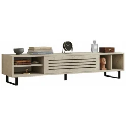 Mobile Porta tv Beige Marmo un Ripiano Un'anta 160x40x35h cm, 5 Vani - Sovico