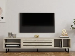 Mobile Porta tv Beige Marmo un Ripiano Un'anta 160x40x35h cm, 5 Vani - Sovico