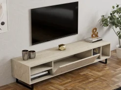 Mobile Porta tv Beige Marmo un Ripiano Un'anta 160x40x35h cm, 5 Vani - Sovico