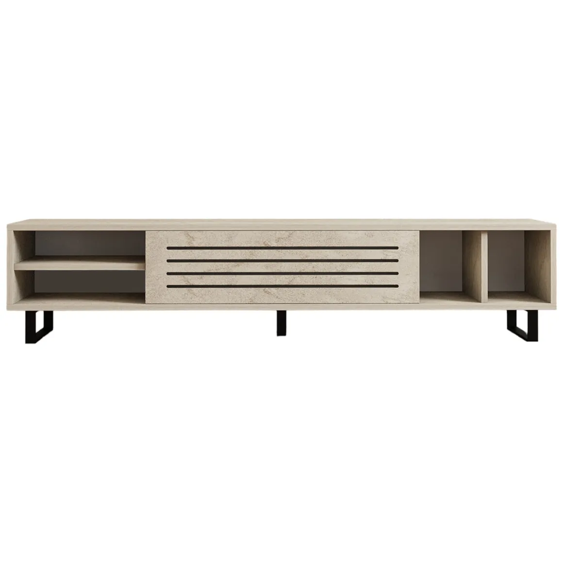 Mobile Porta tv Beige Marmo un Ripiano Un'anta 160x40x35h cm, 5 Vani - Sovico