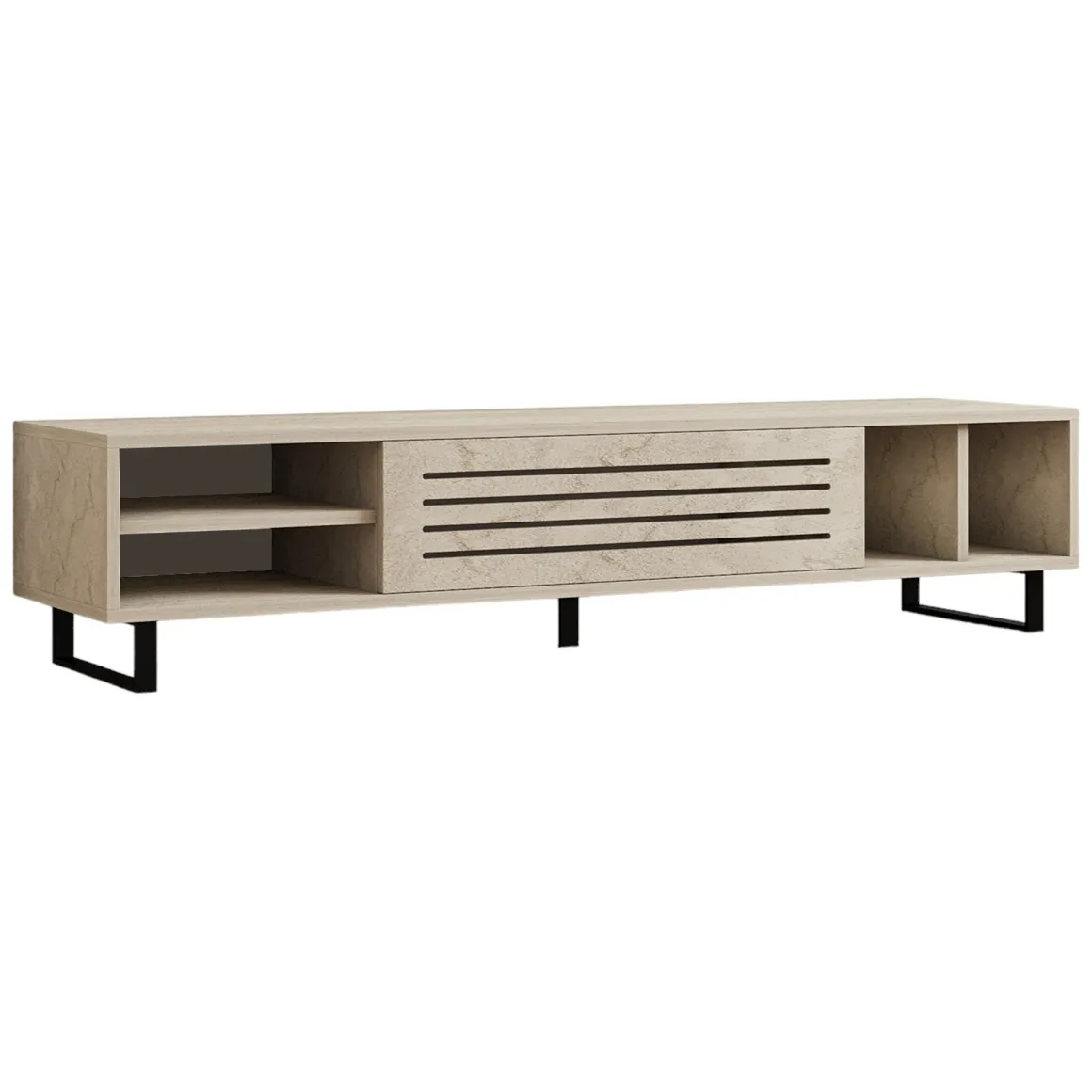 Mobile Porta tv Beige Marmo un Ripiano Un'anta 160x40x35h cm, 5 Vani - Sovico