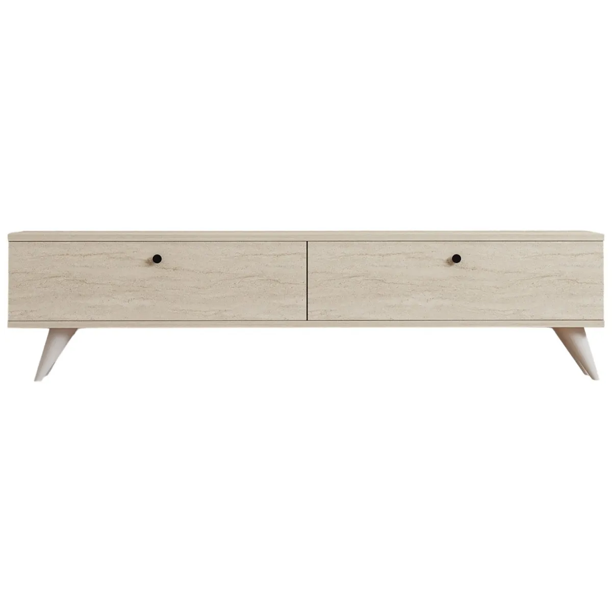 Mobili Porta Tv > Dmora Mobile Porta tv 2 Vani 2 Ante 160x25x40h cm, Apertura a Ribalta - Atestino Beige Marmo