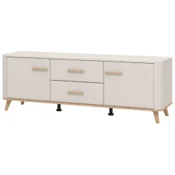 Mobile Porta tv Beige Marrone Rovere 2 Cassetti un Ripiano 154x40x52.5h cm, 2 Ante - Terento