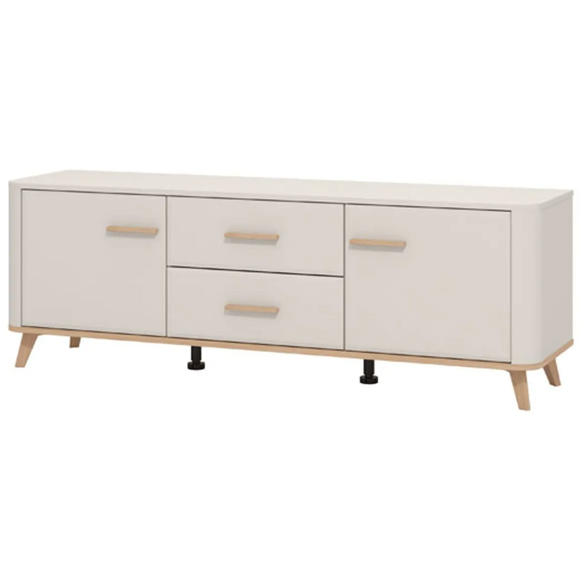 Mobili Porta Tv > Dmora Mobile Porta tv Beige Marrone Rovere 2 Cassetti un Ripiano 154x41.5x50.5h cm, 2 Ante - Paduli Marrone, Beige Rovere