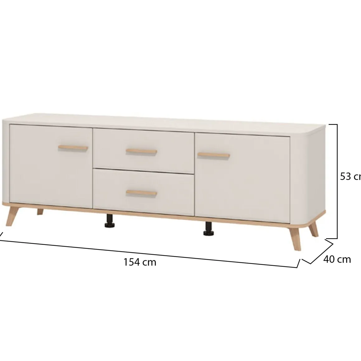 Mobili Porta Tv > Dmora Mobile Porta tv Beige Marrone Rovere 2 Cassetti un Ripiano 154x41.5x50.5h cm, 2 Ante - Paduli Marrone, Beige Rovere