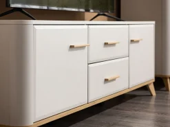 Mobili Porta Tv > Dmora Mobile Porta tv Beige Marrone Rovere 2 Cassetti un Ripiano 154x41.5x50.5h cm, 2 Ante - Paduli Marrone, Beige Rovere
