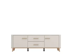 Mobili Porta Tv > Dmora Mobile Porta tv Beige Marrone Rovere 2 Cassetti un Ripiano 154x41.5x50.5h cm, 2 Ante - Paduli Marrone, Beige Rovere