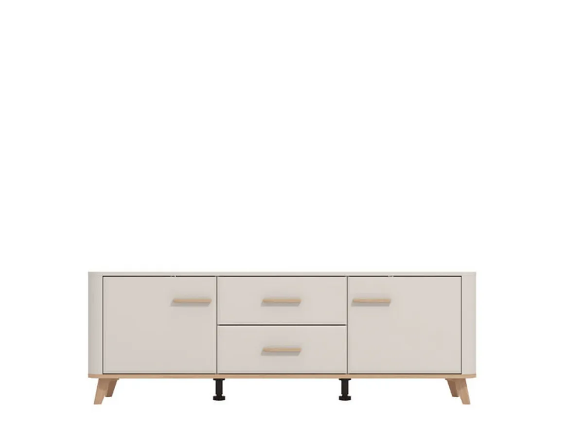 Mobili Porta Tv > Dmora Mobile Porta tv Beige Marrone Rovere 2 Cassetti un Ripiano 154x41.5x50.5h cm, 2 Ante - Paduli Marrone, Beige Rovere