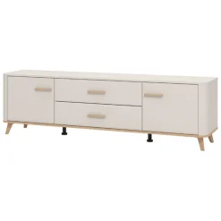 Mobile Porta tv Beige Marrone Rovere 2 Cassetti un Ripiano 179.5x40x52.5h cm, 2 Ante - Gosaldo