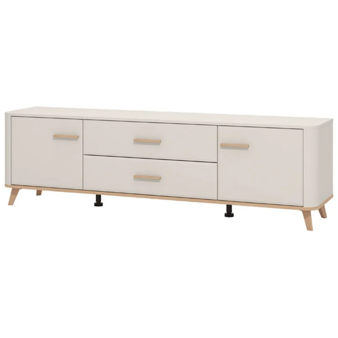 Mobili Porta Tv > Dmora Mobile Porta tv Beige Marrone Rovere 2 Ripiani 2 Ante 137x40x44h cm, Ante Effetto Rigato - Valda Marrone Rovere, Beige