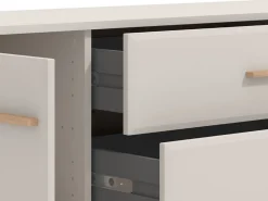 Mobili Porta Tv > Dmora Mobile Porta tv Beige Marrone Rovere 2 Ripiani 2 Ante 137x40x44h cm, Ante Effetto Rigato - Valda Marrone Rovere, Beige