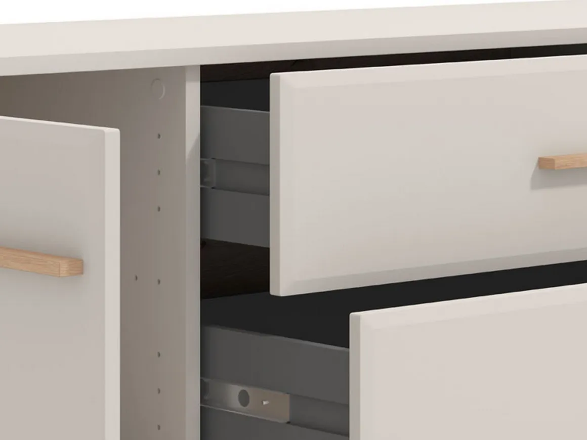 Mobili Porta Tv > Dmora Mobile Porta tv Beige Marrone Rovere 2 Ripiani 2 Ante 137x40x44h cm, Ante Effetto Rigato - Valda Marrone Rovere, Beige