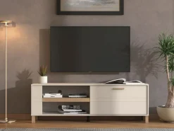 Mobile Porta tv Beige Marrone Rovere 2 Ripiani Un'anta 157x40x52h cm, 3 Vani - Magliolo