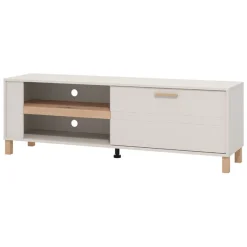 Mobile Porta tv Beige Marrone Rovere 2 Ripiani Un'anta 157x40x52h cm, 3 Vani - Magliolo