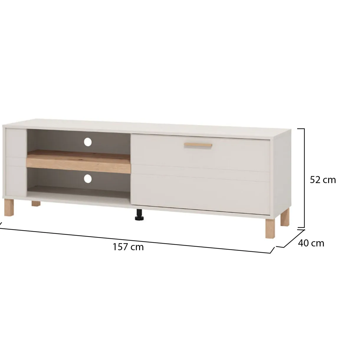 Mobile Porta tv Beige Marrone Rovere 2 Ripiani Un'anta 157x40x52h cm, 3 Vani - Magliolo