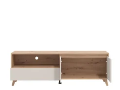 Mobile Porta tv Beige Marrone Rovere Nodi un Cassetto 2 Ripiani 157x40x52.5h cm, 2 Ante - Scala