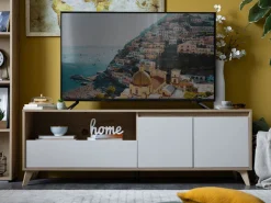 Mobile Porta tv Beige Marrone Rovere Nodi un Cassetto 2 Ripiani 157x40x52.5h cm, 2 Ante - Scala