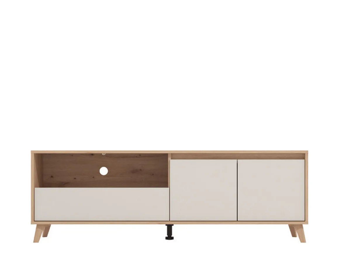Mobile Porta tv Beige Marrone Rovere Nodi un Cassetto 2 Ripiani 157x40x52.5h cm, 2 Ante - Scala