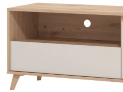 Mobile Porta tv Beige Marrone Rovere Nodi un Cassetto 2 Ripiani 157x40x52.5h cm, 2 Ante - Scala