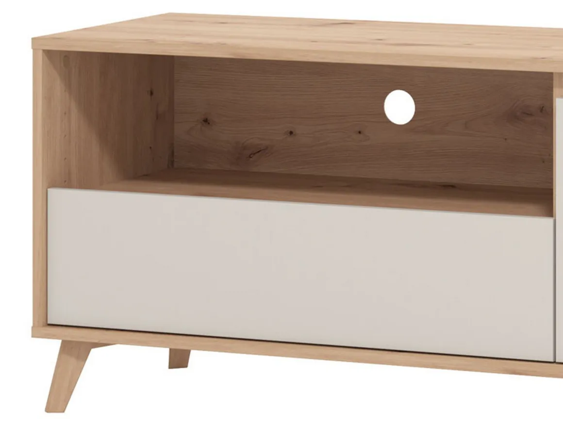 Mobile Porta tv Beige Marrone Rovere Nodi un Cassetto 2 Ripiani 157x40x52.5h cm, 2 Ante - Scala