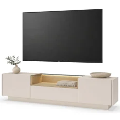 Mobile Porta tv Beige Marrone Rovere un Cassetto 2 Ripiani 176x40x43h cm, 2 Ante - Kakaha