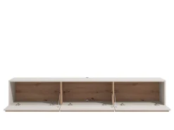 Mobili Porta Tv > Dmora Mobile Porta tv Beige Marrone Rovere un Ripiano 4 Vani 180x33x50h cm, 4 Ante - Clusone Marrone, Beige Rovere
