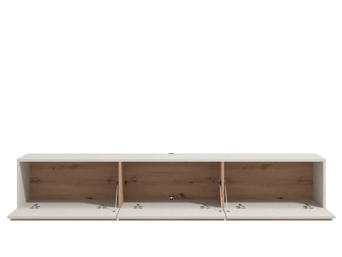 Mobili Porta Tv > Dmora Mobile Porta tv Beige Marrone Rovere un Ripiano 4 Vani 180x33x50h cm, 4 Ante - Clusone Marrone, Beige Rovere