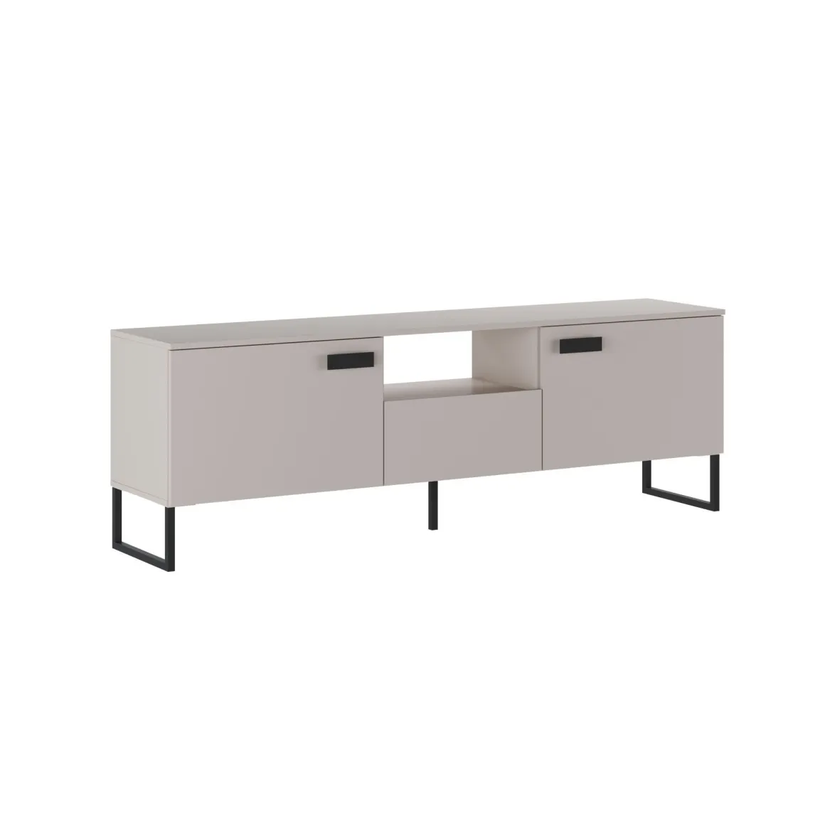 Mobile Porta tv Beige Nero un Cassetto 2 Ante 179x40x60h cm, 3 Vani - Careri