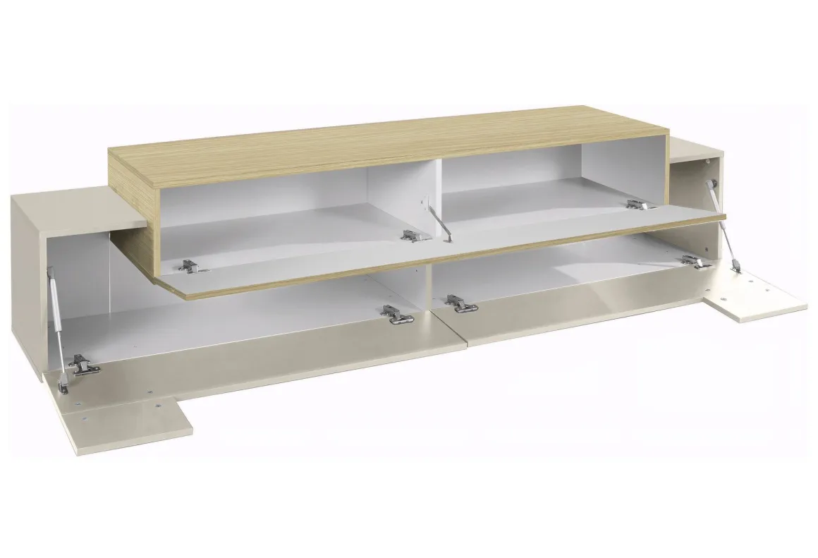Mobile Porta tv Beige 3 Ripiani 4 Vani 200x45x51.5h cm, 3 Ante - Cassino