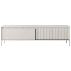 Mobile Porta tv Beige un Ripiano 2 Ante 187x40x53h cm, Ante Effetto Rigato - Kami