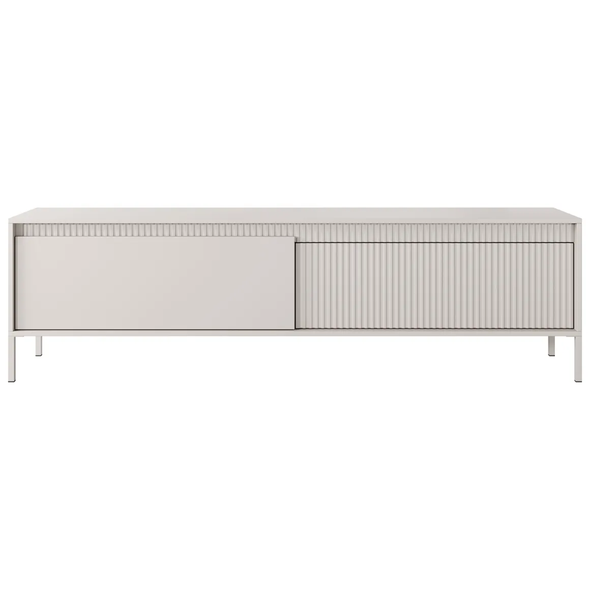 Mobile Porta tv Beige un Ripiano 2 Ante 187x40x53h cm, Ante Effetto Rigato - Kami