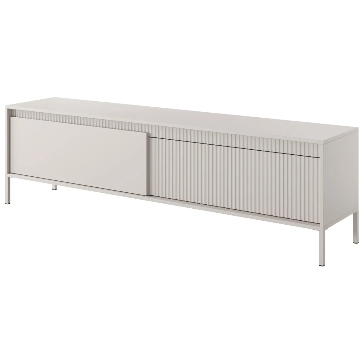 Mobile Porta tv Beige un Ripiano 2 Ante 187x40x53h cm, Ante Effetto Rigato - Kami