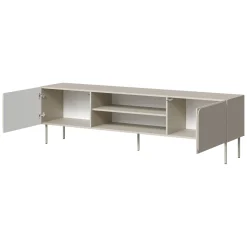 Mobile Porta tv Beige un Ripiano 2 Ante 200x42x57h cm, con Piedini in Metallo - Cesara