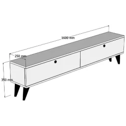 Mobili Porta Tv > Dmora Mobile Porta tv 2 Ante 2 Vani 160x25x40h cm, Apertura a Ribalta - Atestino Bianco