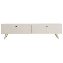 Mobili Porta Tv > Dmora Mobile Porta tv 2 Ante 2 Vani 160x25x40h cm, Apertura a Ribalta - Atestino Bianco
