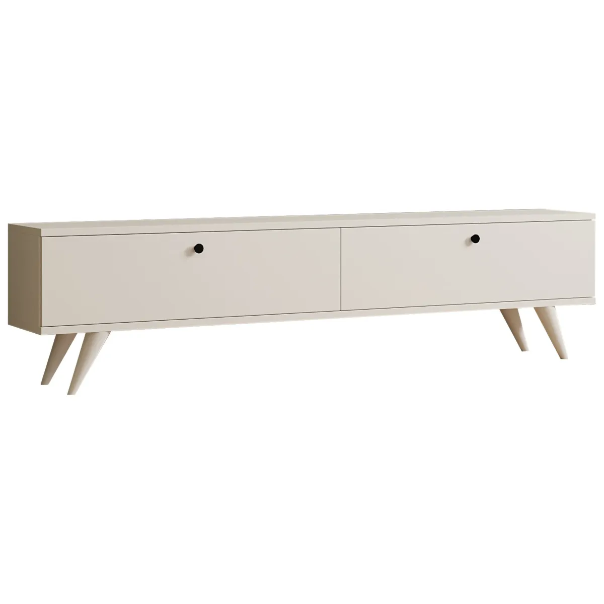 Mobili Porta Tv > Dmora Mobile Porta tv 2 Ante 2 Vani 160x25x40h cm, Apertura a Ribalta - Atestino Bianco