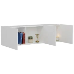 Mobile Porta tv Bianco 3 Ante 3 Vani 150x31x44h cm, Apertura Battente - Osidda