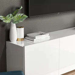 Mobile Porta tv Bianco 3 Ante 3 Vani 150x31x44h cm, Apertura Battente - Osidda