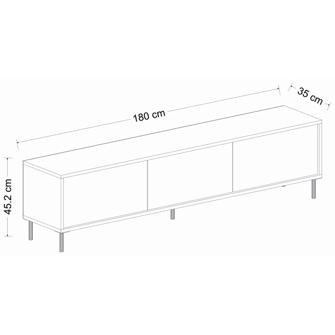 Mobile Porta tv Bianco Bianco Marmo 3 Ante con Finiture oro 180x35x45h cm, 3 Vani - Sassello
