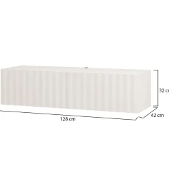 Mobili Porta Tv > Dmora Mobile Porta tv Bianco Crema Beige un Ripiano 2 Ante 128x42x32h cm, 2 Vani - Vetto Beige, Bianco Crema