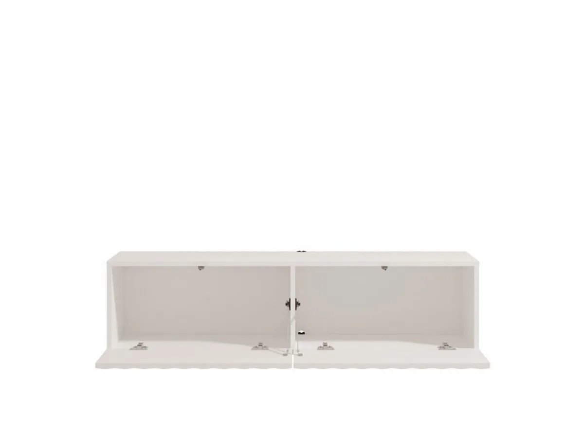 Mobili Porta Tv > Dmora Mobile Porta tv Bianco Crema Beige un Ripiano 2 Ante 128x42x32h cm, 2 Vani - Vetto Beige, Bianco Crema