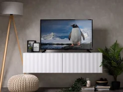 Mobili Porta Tv > Dmora Mobile Porta tv Bianco Crema Beige un Ripiano 2 Ante 128x42x32h cm, 2 Vani - Vetto Beige, Bianco Crema