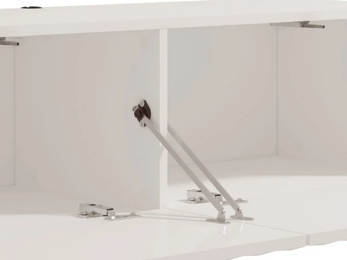 Mobili Porta Tv > Dmora Mobile Porta tv Bianco Crema Beige un Ripiano 2 Ante 128x42x32h cm, 2 Vani - Vetto Beige, Bianco Crema