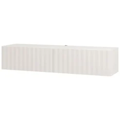 Mobile Porta tv Bianco Crema Beige un Ripiano 2 Ante 154x42x32h cm, 2 Vani - Maderno