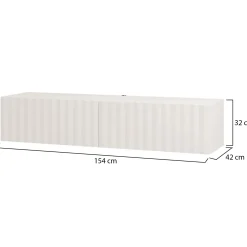 Mobili Porta Tv > Dmora Mobile Porta tv Bianco Crema Beige un Ripiano 3 Ante 192x42x32h cm, 3 Vani - Fossa Beige, Bianco Crema
